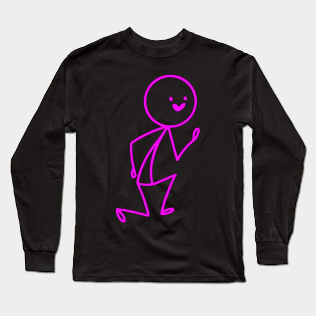 Stickman Pink Long Sleeve T-Shirt by StickMen